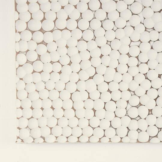 48" x 16" White Geometric Handmade Abstract Spotted Panel Wall Décor